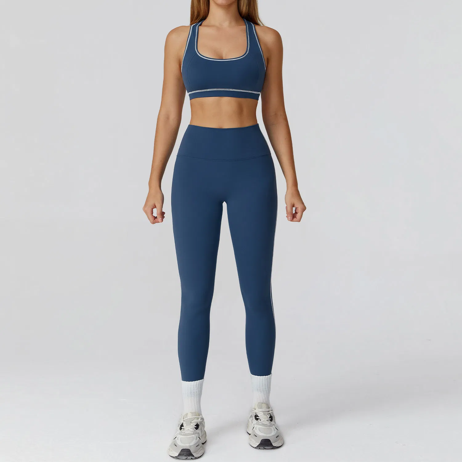 Ropa de gimnasio para mujeres 3 piezas con sujetador deportivo de espalda cruzada + chaqueta atlética + leggings de cintura alta para pilates y fitness