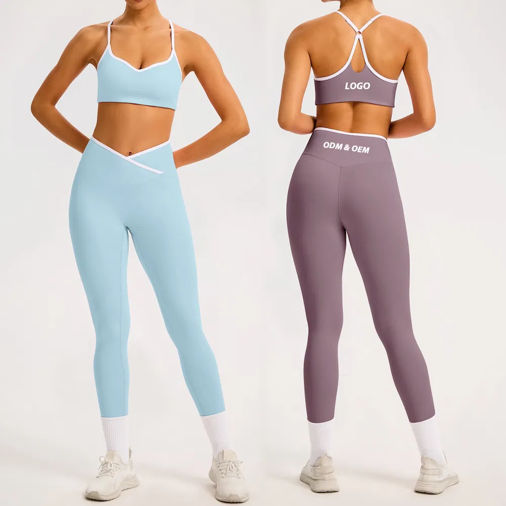 Nueva Tendencia 6 Pieza Premium de Ropa de Gimnasio a Rayas para Mujeres, 3 Diseño de Tops Deportivos con Sujetador + Shorts de Yoga con Cintura Cruzada + Leggings de Entrenamiento Conjunto de Pilates