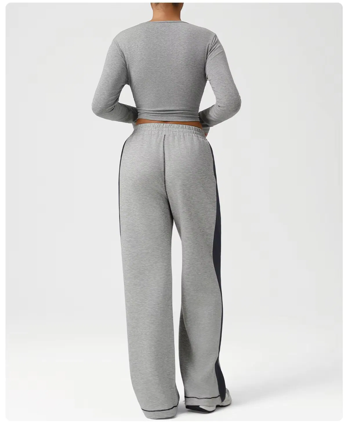 Conjunto de chándal de otoño para mujeres, con bloques y rayas, ropa de yoga para el gimnasio, versátil, ajuste slim, pantalones sueltos, conjunto para deportes al aire libre, running, traje de deportes