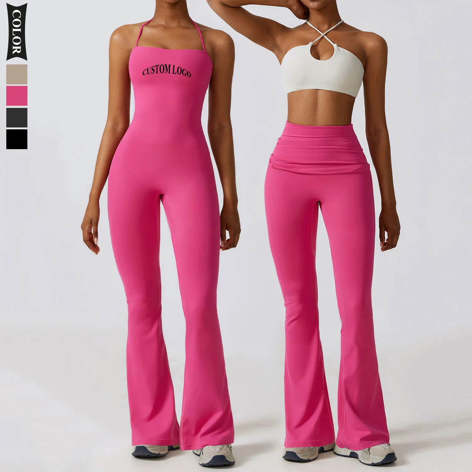Nuevo diseño de mono de yoga para mujeres, mono acampanado, ropa de fitness para gimnasio y pilates