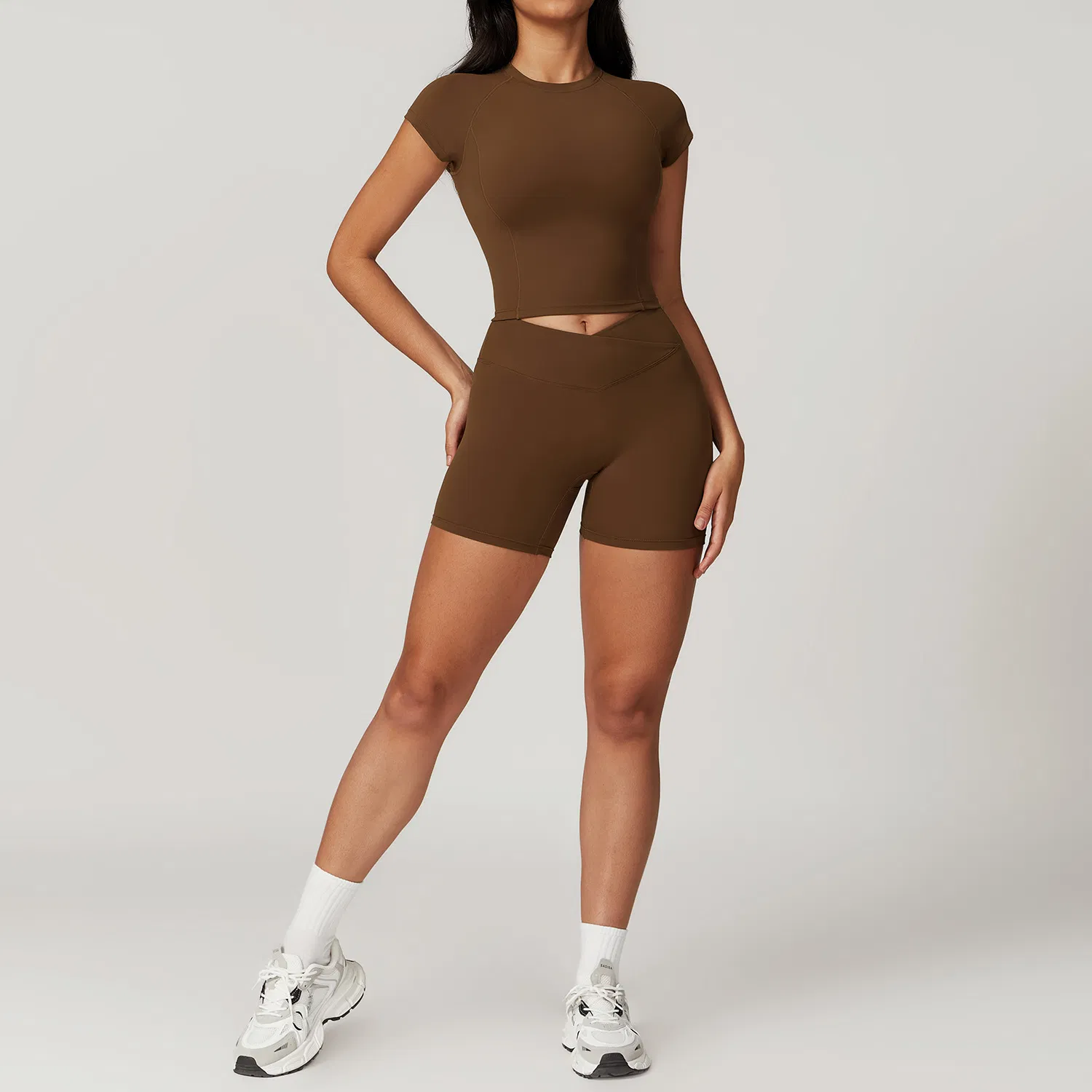 Ropa Deportiva Ecológica 3-Piece para Mujeres - Tela Reciclada, Conjunto de Entrenamiento de Secado Rápido con Sujetador Deportivo, Camiseta de Manga Corta y Leggings