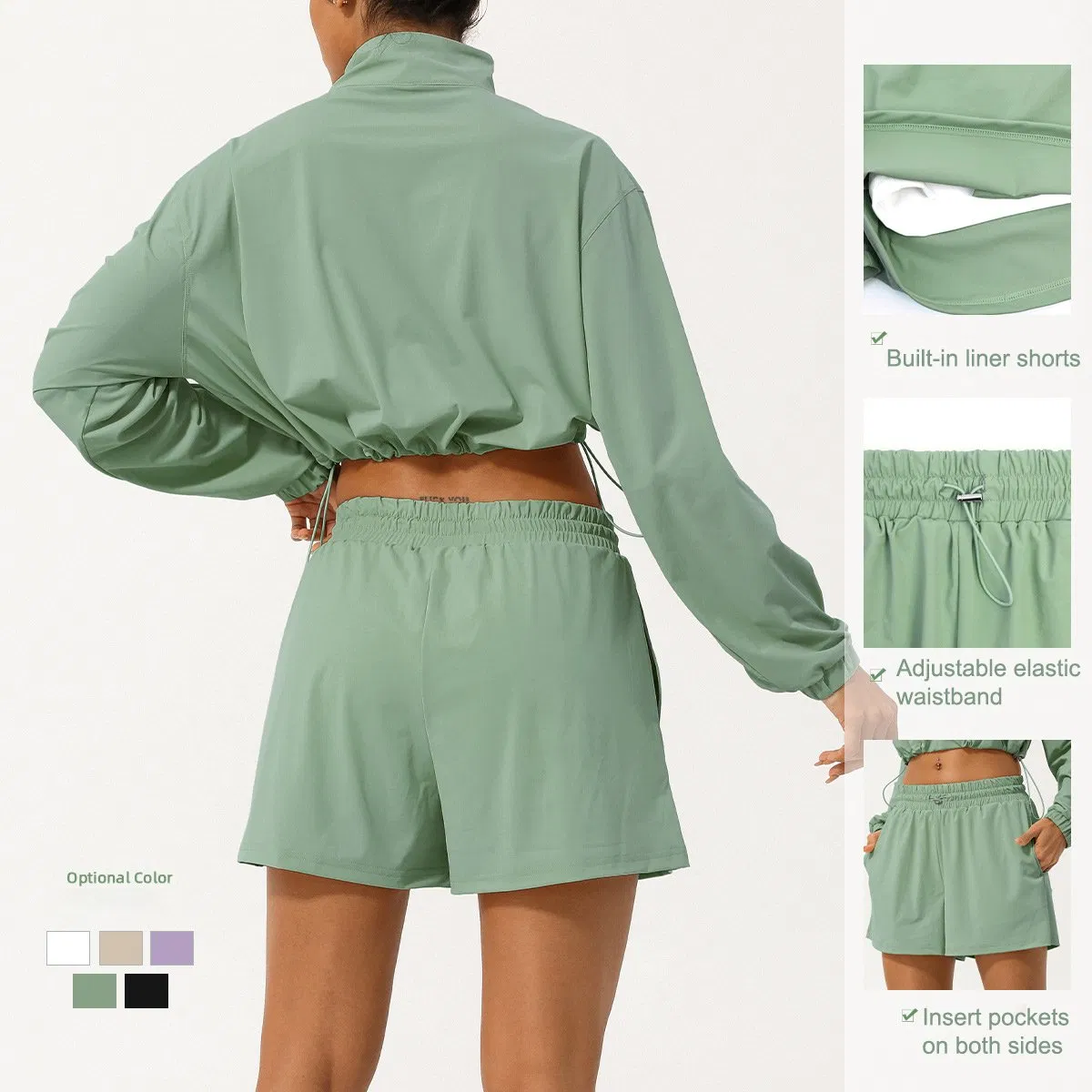 Conjunto deportivo casual de dos piezas de manga larga transpirable para protección solar, ropa de senderismo y running al aire libre, de secado rápido y ligera