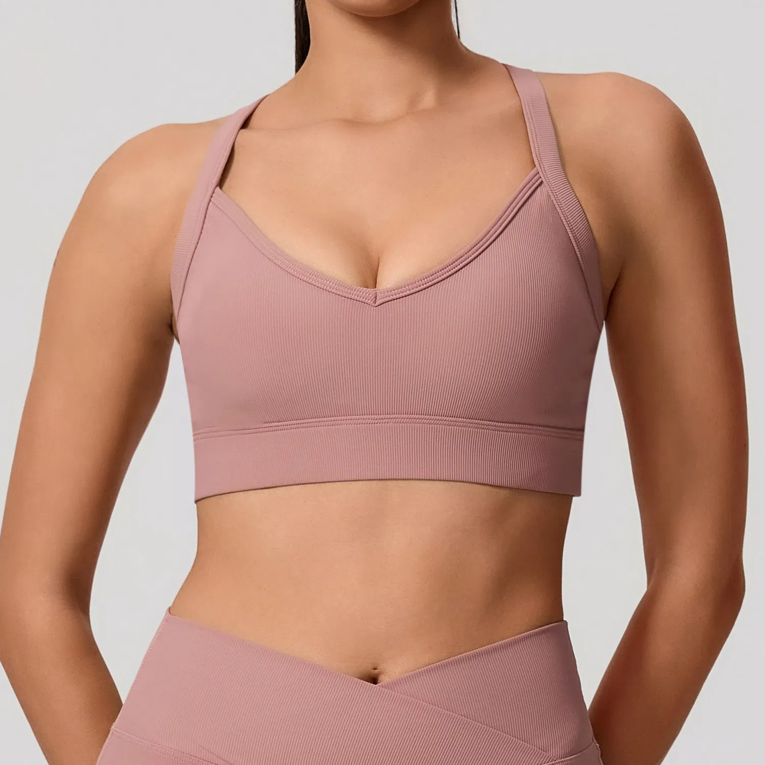 Nuevo sujetador deportivo de alta intensidad para mujer con espalda cruzada, a prueba de impactos y con realce