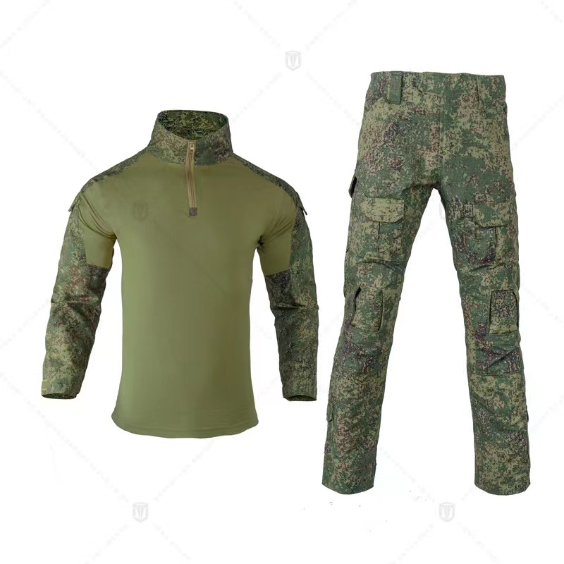 Conjunto de Entrenamiento de Camuflaje Exterior de Mangas Largas Trajes de Combate de Rana Ropa Táctica para Senderismo