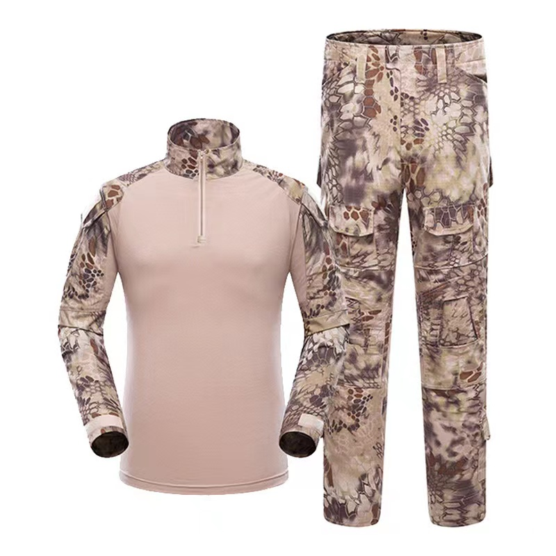 Conjunto de Entrenamiento de Camuflaje Exterior de Mangas Largas Trajes de Combate de Rana Ropa Táctica para Senderismo