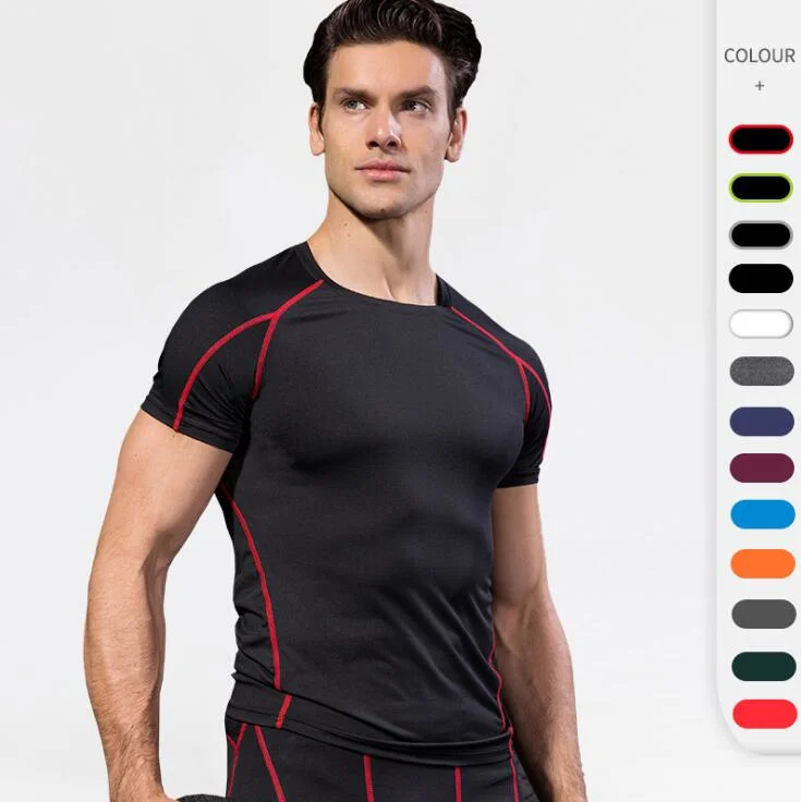 Ropa de fitness para hombres, ropa deportiva, culturismo, camisetas para el gimnasio, camisetas ajustadas, camiseta de compresión