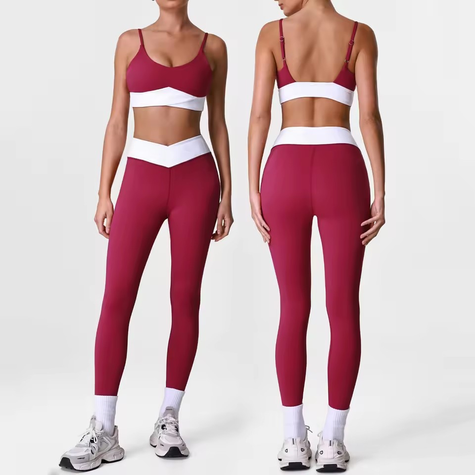 Conjunto de gimnasio de dos piezas para mujeres, ropa de fitness, set de yoga, ajustado y elástico, traje de running al aire libre, transpirable, de secado rápido, ropa activa, ropa deportiva femenina