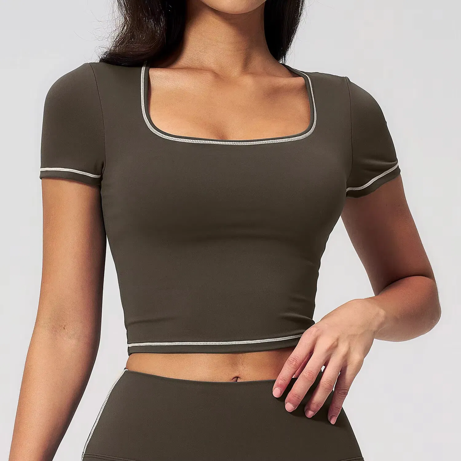 Ropa deportiva mujer gimnasio yoga camiseta de manga corta ajustada a la cintura expuesta ropa femenina de secado rápido para correr fitness top de yoga