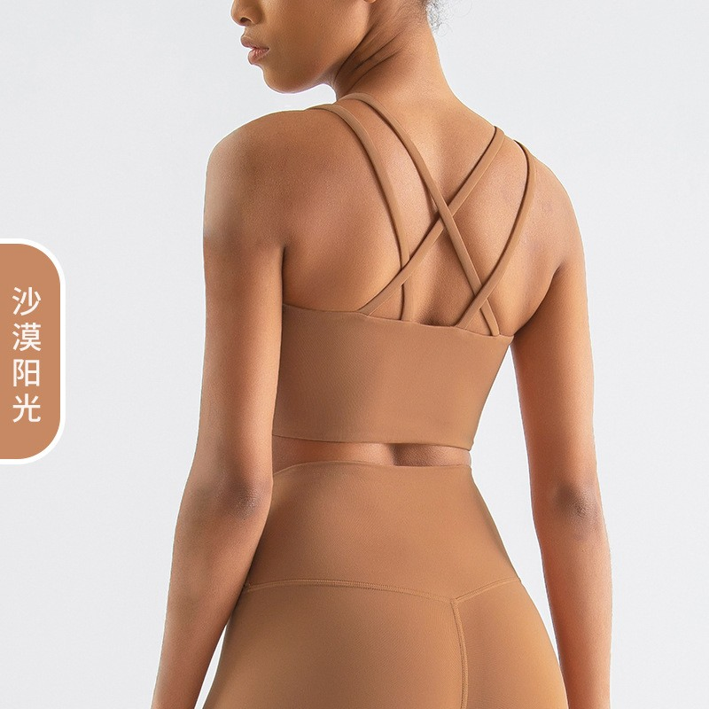 Conjunto de sujetadores deportivos de alta intensidad ajustables para mujeres, top de yoga activo personalizado, sujetadores deportivos con espalda cruzada, ropa deportiva sexy