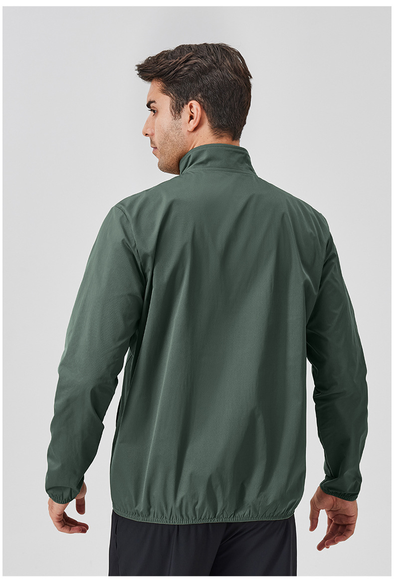 Chaqueta con cuello alzado y cierre, a prueba de viento, ropa deportiva de manga larga para correr y hacer ejercicio