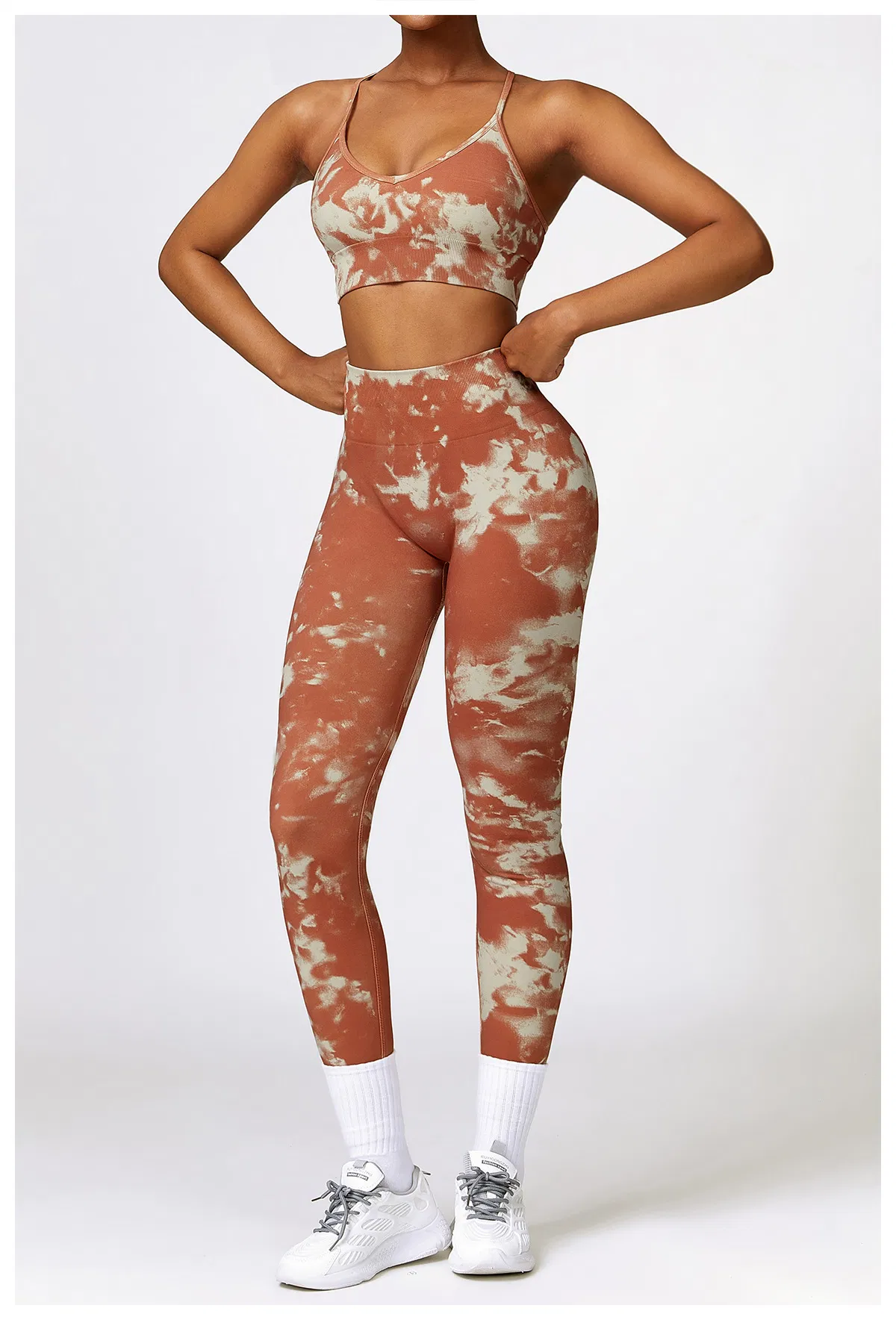 Ropa deportiva para mujeres, sujetadores sin costuras impresos, tops transpirables, leggings para correr