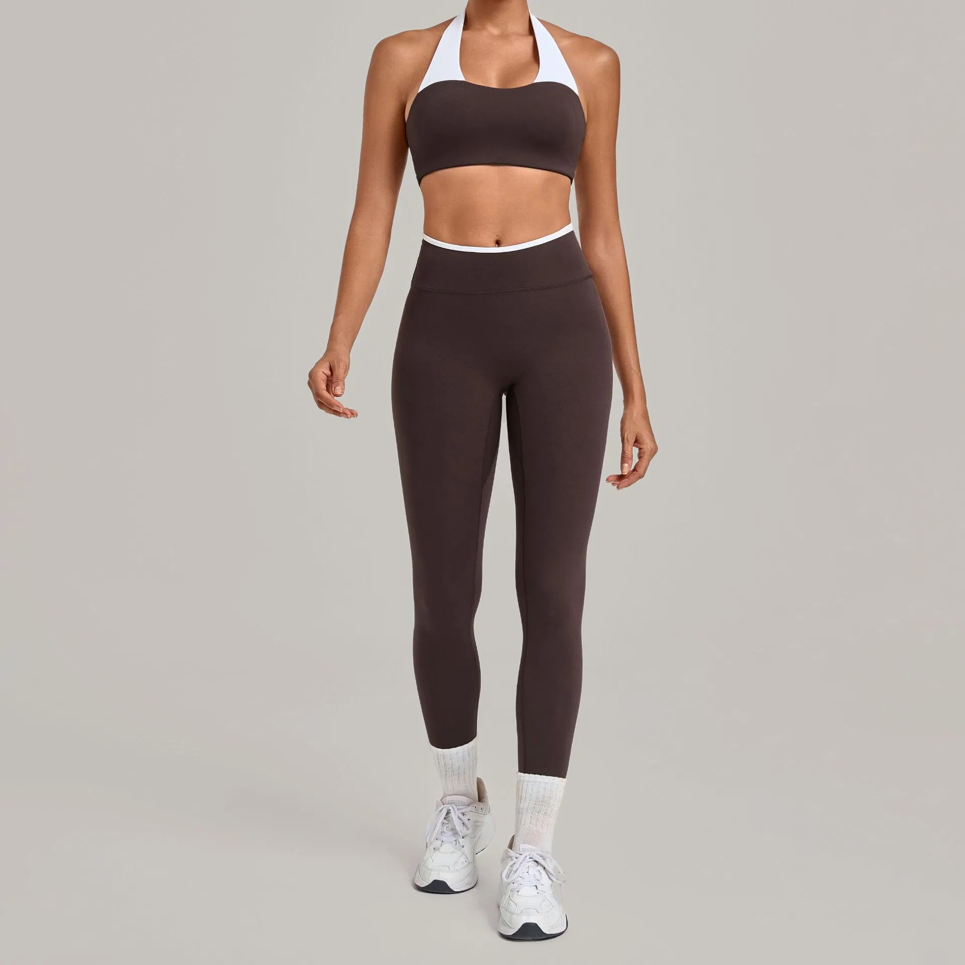 Conjunto de Leggings de Yoga y Sujetador Deportivo U-Cuello Moda para Mujeres 2piece