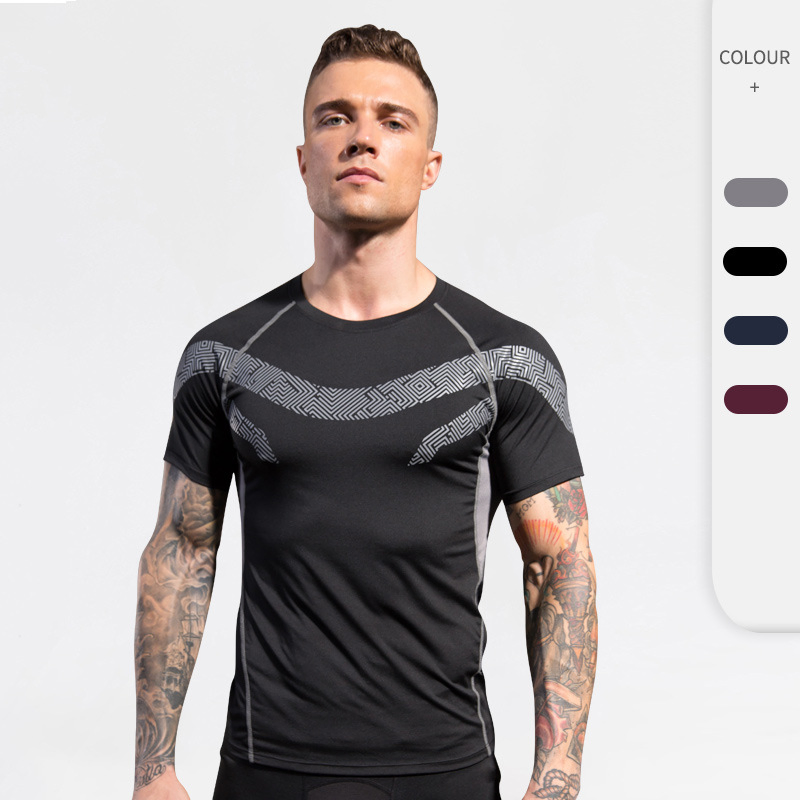 Camiseta de manga corta de fitness para hombres, ropa deportiva para correr y entrenar