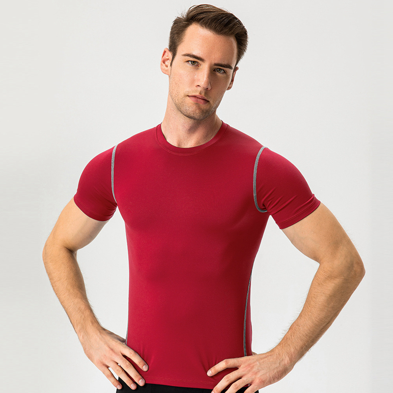 Camisetas de gimnasio de entrenamiento muscular más vendidas, camisetas deportivas de compresión de color sólido de manga corta, camisetas de gimnasio para hombres, capa base atlética ajustada para correr