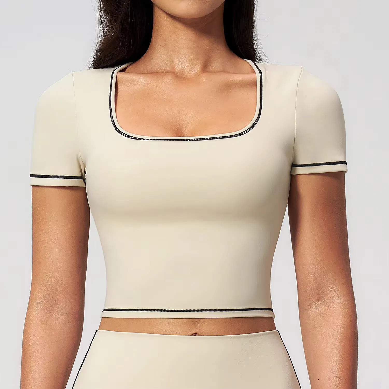 Ropa deportiva mujer gimnasio yoga camiseta de manga corta ajustada a la cintura expuesta ropa femenina de secado rápido para correr fitness top de yoga