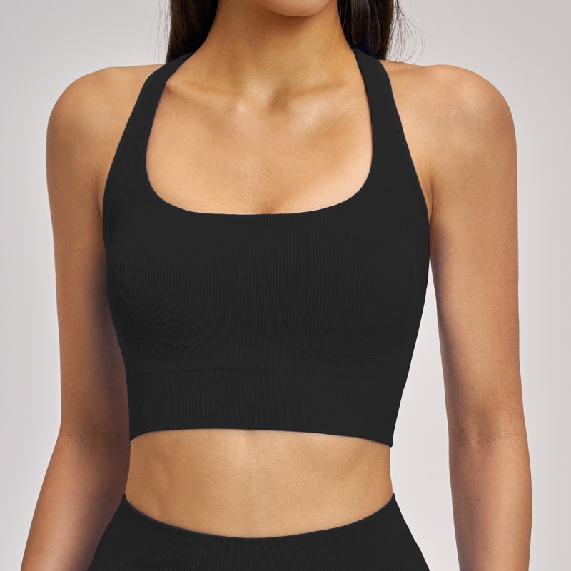 Tops de yoga para mujeres de moda, ropa de mujer con almohadillas removibles y espalda cruzada para el gimnasio, correr, pilates