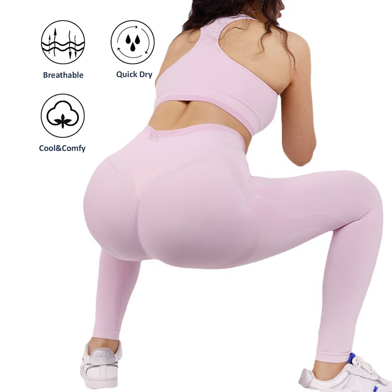 Ropa de fitness para mujeres, conjuntos a juego de pantalones de yoga con contorno y sujetador deportivo de espalda nadadora, ropa activa sin costuras de pilates en venta caliente de Amazon