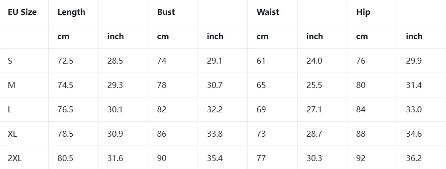 Banner size chart