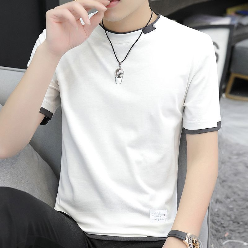 Camiseta de manga corta para hombre, camiseta básica de algodón casual de verano, camiseta de cuello redondo de media manga, ropa de hombre, nuevo estilo T