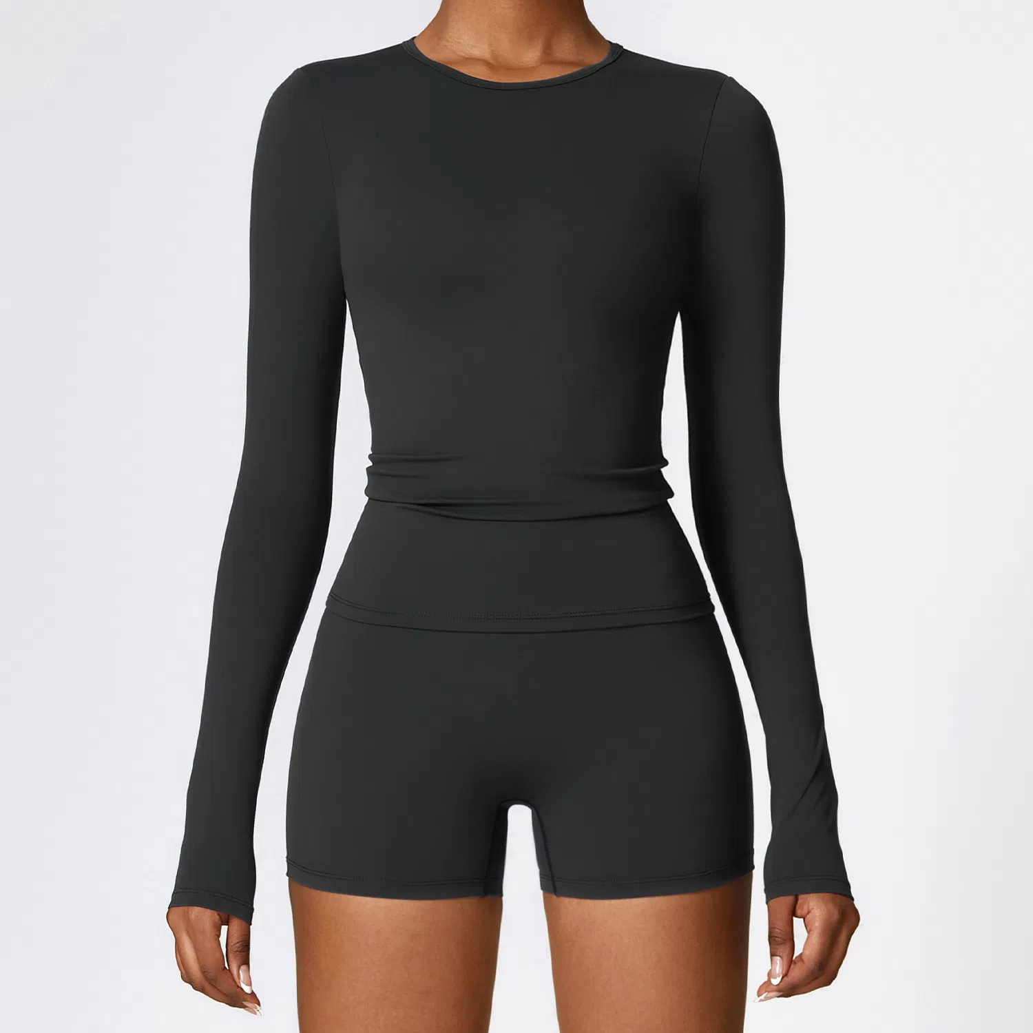 Moda Mujeres Alta Intensidad Personalizado Cepillado Transpirable Ajustado Deportes Fitness Correr Manga Larga Yoga Gimnasio Camiseta