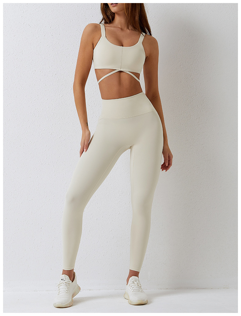 Tela reciclable ecológica 2 PCS ropa de yoga para mujeres sujetador deportivo chaleco mallas de cintura alta conjunto de gimnasio ropa de entrenamiento ropa deportiva