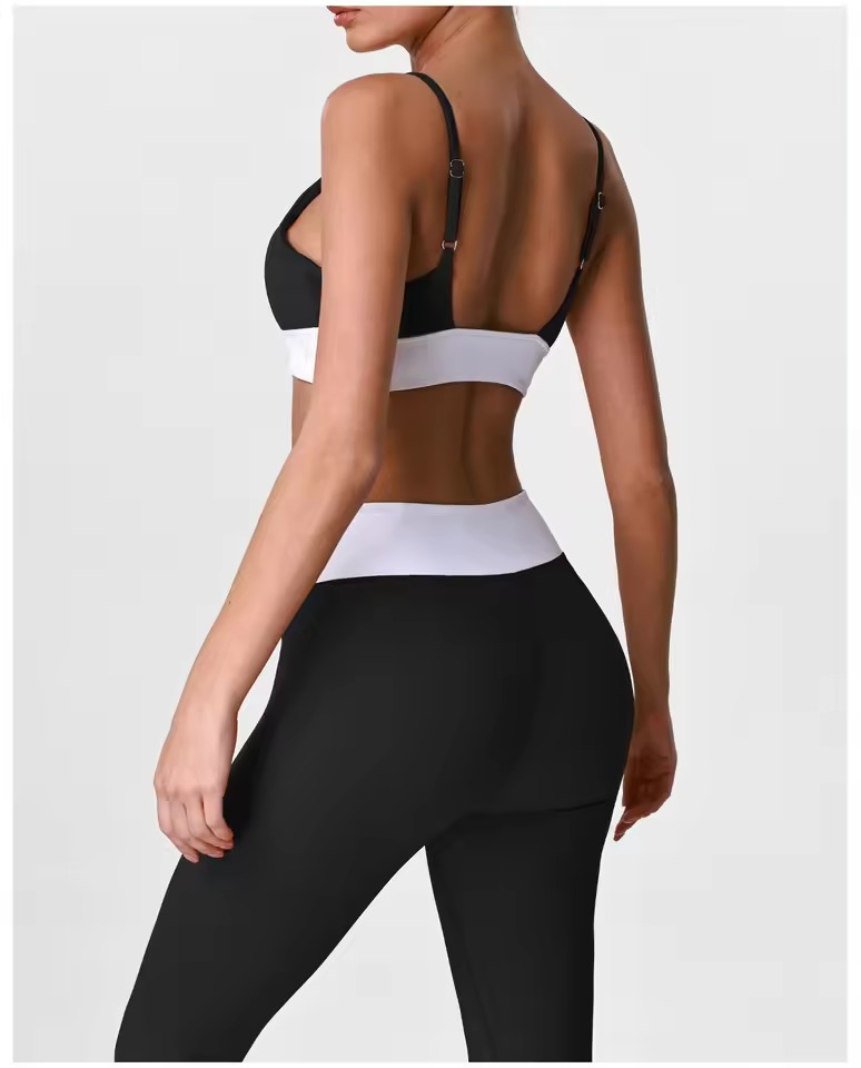 Conjunto de gimnasio de dos piezas para mujeres, ropa de fitness, set de yoga, ajustado y elástico, traje de running al aire libre, transpirable, de secado rápido, ropa activa, ropa deportiva femenina