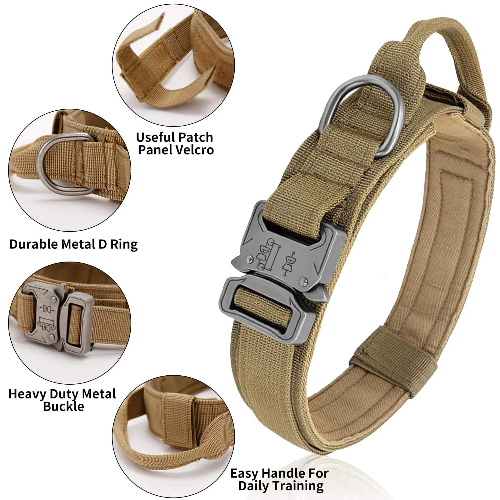 Conjunto de Collar y Correa Táctica Personalizada para Perros, Correa de Nylon Bungee Ajustable, Collar y Correa de Alta Resistencia para Paseo y Entrenamiento