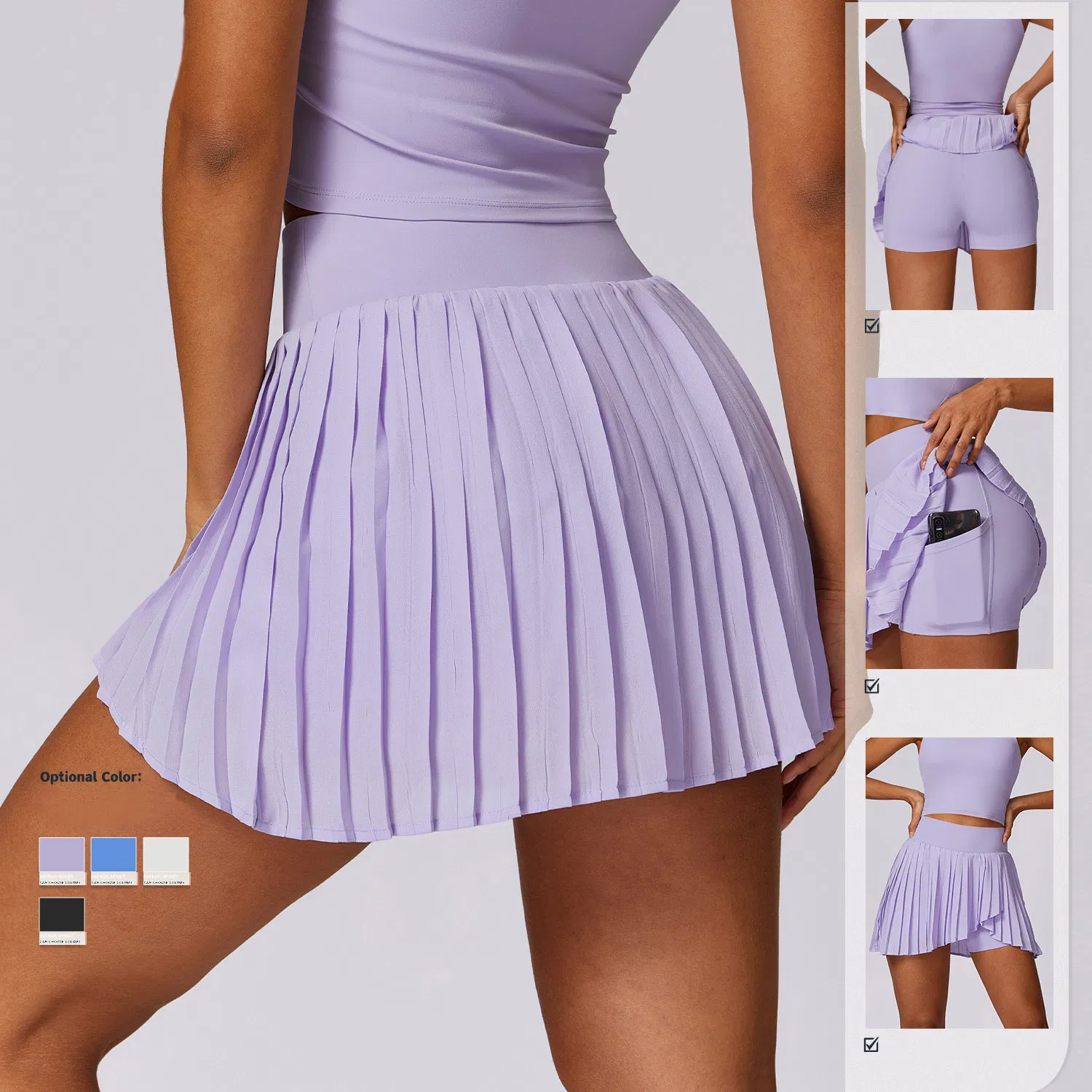 Falda de tenis plisada para mujeres con bolsillos, secado rápido, pantalones cortos de running, fitness, yoga, cintura alta, pantalones cortos atléticos, faldas deportivas para golf y entrenamiento