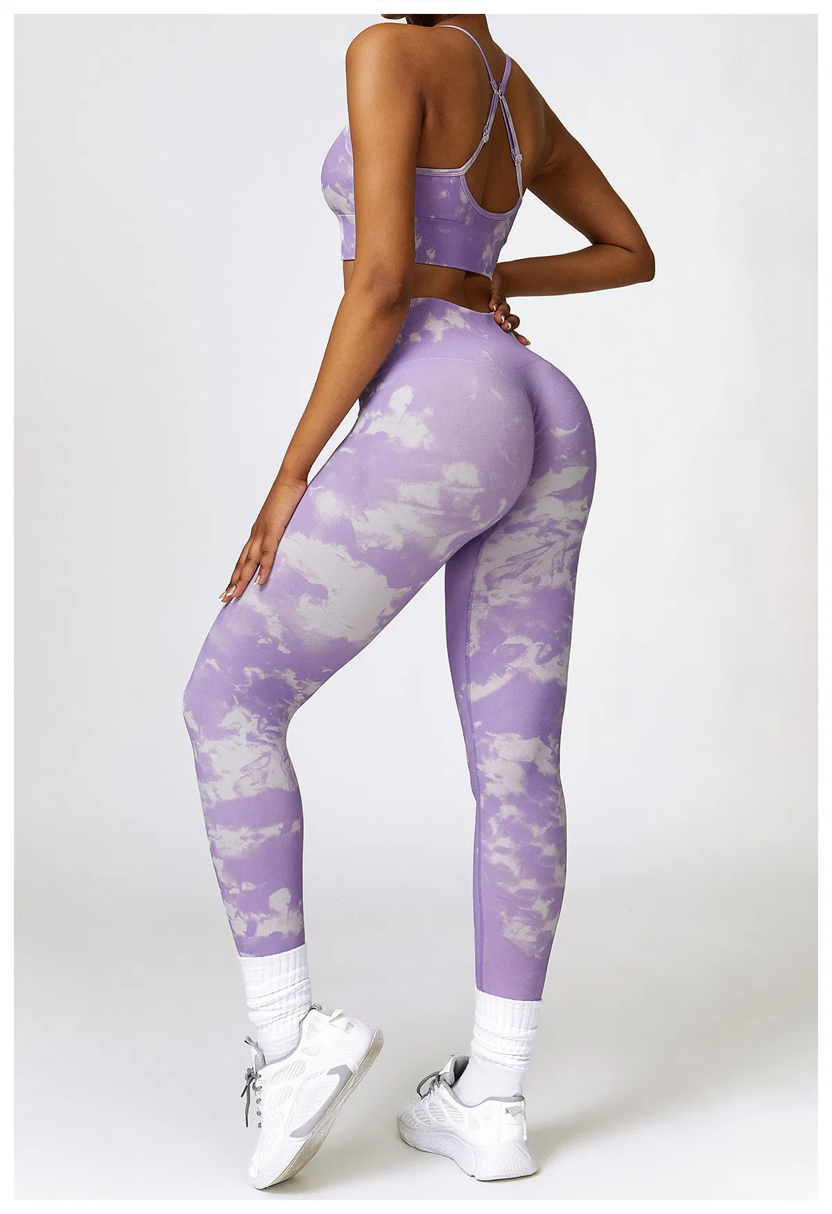 Ropa deportiva para mujeres, sujetadores sin costuras impresos, tops transpirables, leggings para correr