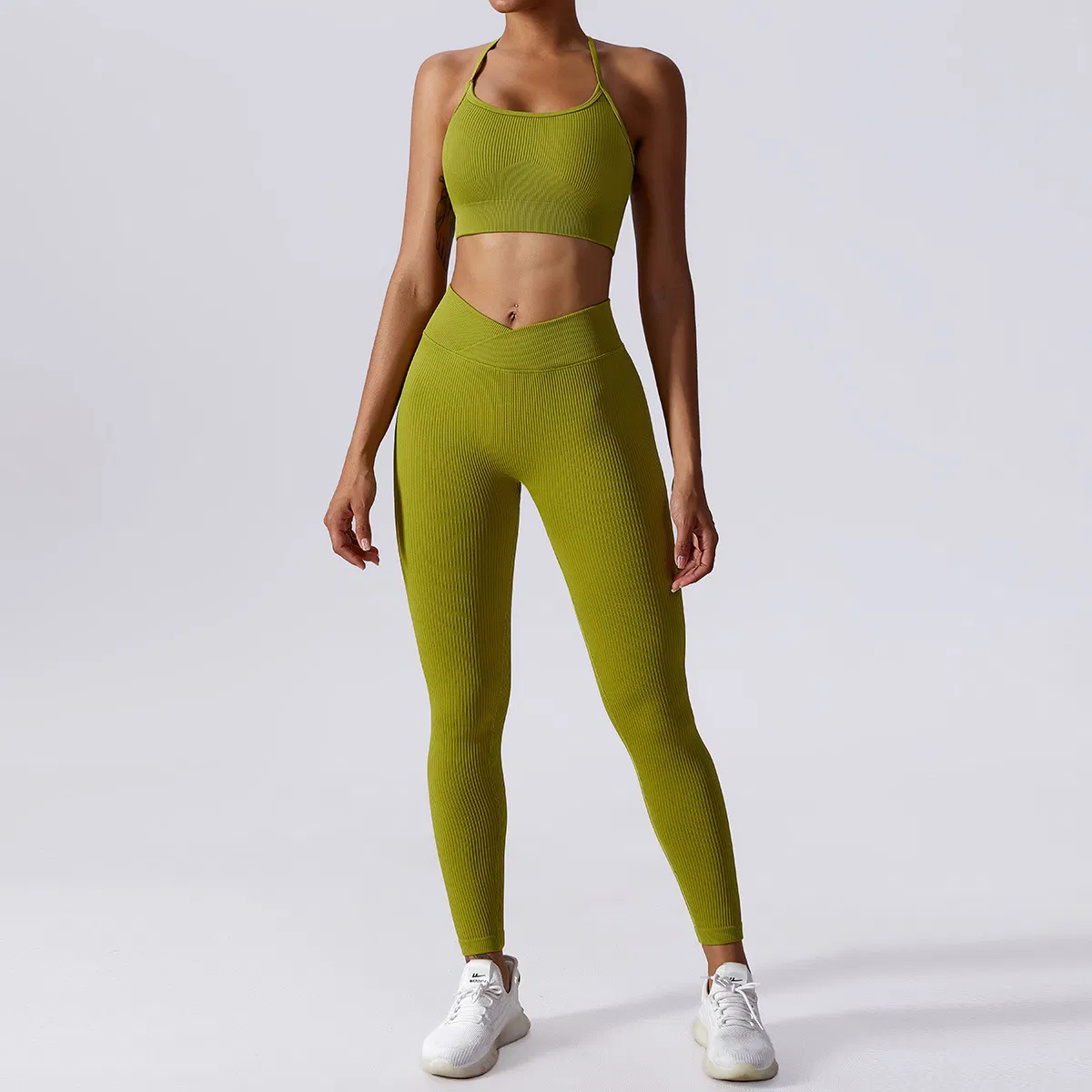 Conjunto de Yoga Sin Costuras al por Mayor Ropa de Entrenamiento para Mujeres 2PCS Sujetador Deportivo Pantalones Cortos de Cintura Alta Conjuntos de Leggings de Yoga Ropa de Gimnasio Fitness