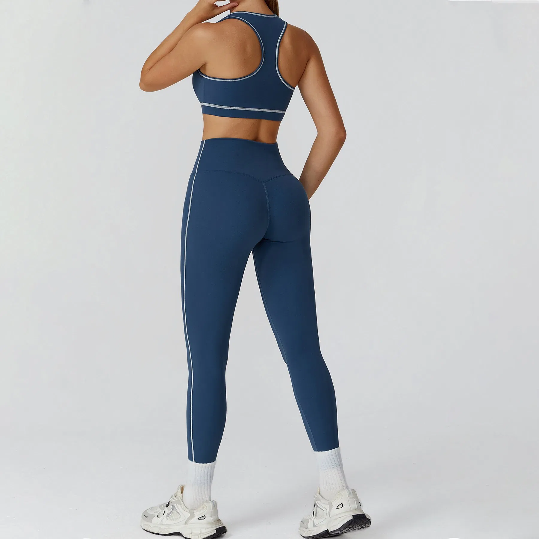 Ropa de gimnasio para mujeres 3 piezas con sujetador deportivo de espalda cruzada + chaqueta atlética + leggings de cintura alta para pilates y fitness