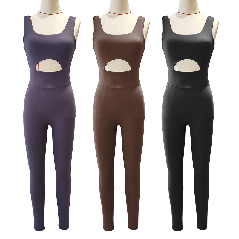 Yw974L Europa y Estados Unidos Nuevo Mono Enterizo Ajustado Traje de Fitness Femenino Hueco Espalda Bella Ropa de Danza Pilates Yoga