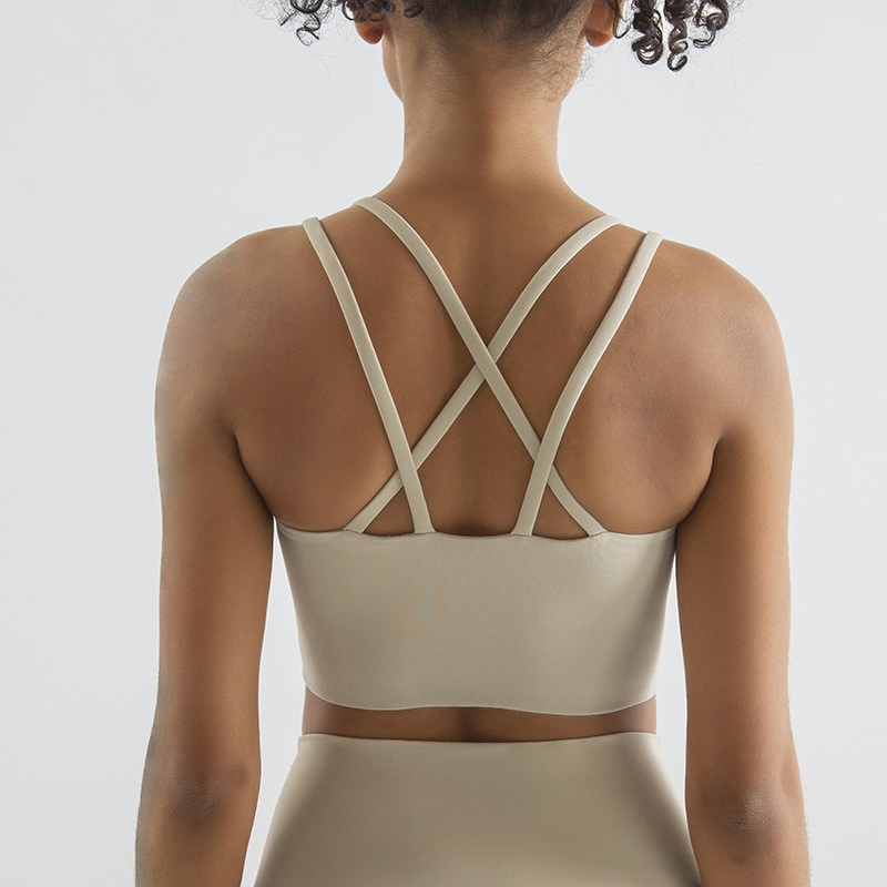 Conjunto de sujetadores deportivos de alta intensidad ajustables para mujeres, top de yoga activo personalizado, sujetadores deportivos con espalda cruzada, ropa deportiva sexy