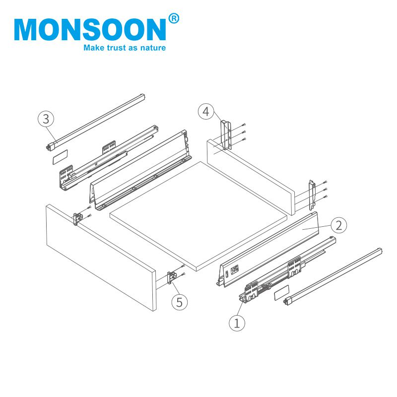 Kitchen Cabinet Zinc Plated Telescopic Drawer Legrabox Double Wall Hidden Soft Closing Furniture Metal Drawer Slide System