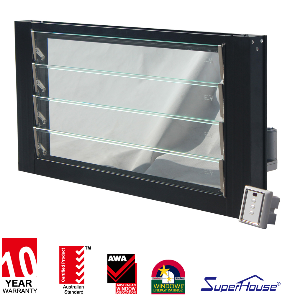 Florida NOA DBPR Modern Design Fixed Window Louver Window With Electrical Motor Glass Louver Window Blind Window