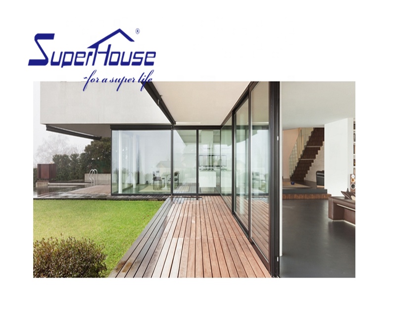Superhosue Modern Design Slim Frame Aluminum Alloy Sliding Glass Doors Two Tracks Narrow Balcony Sliding Door