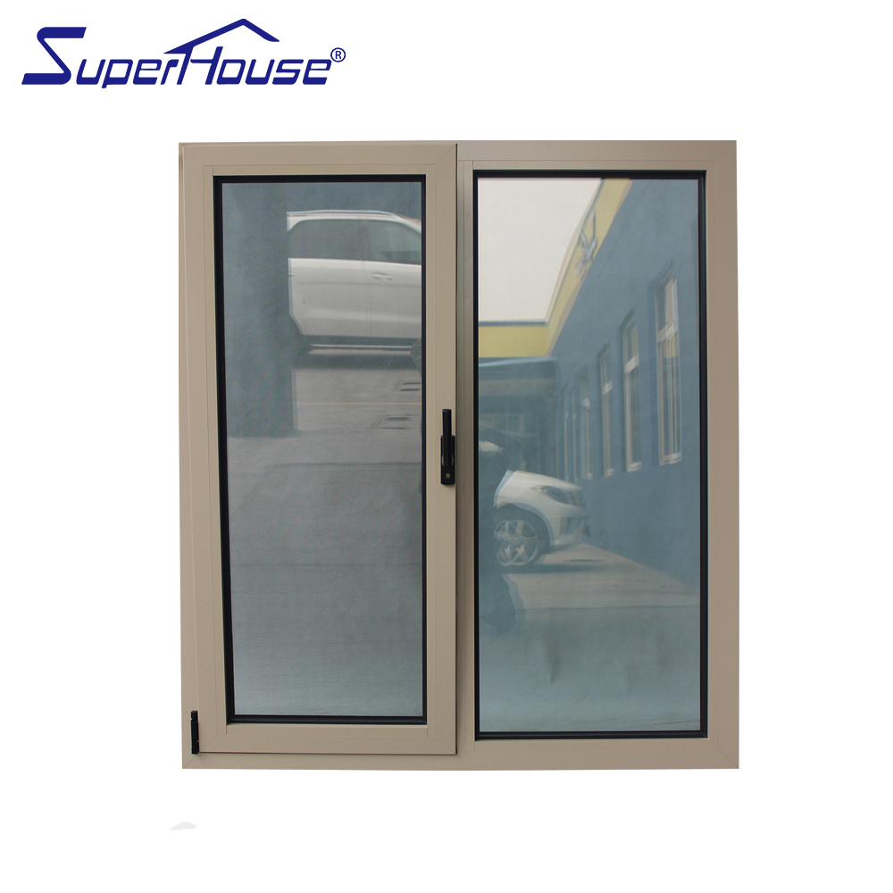 Beige Modern Aluminum Tilt Turn Windows for Commercial Buildings, Easy Clean Inward Opening, Soundproof for North America