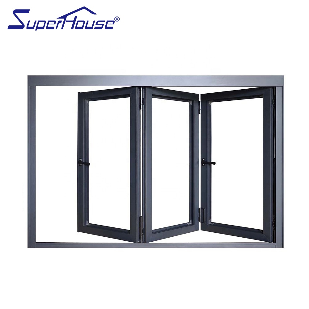 Commercial Restaurant Aluminum Folding Window Double Glazed Thermal Insulation Sound Proof Folding Insect Screen for Store Front