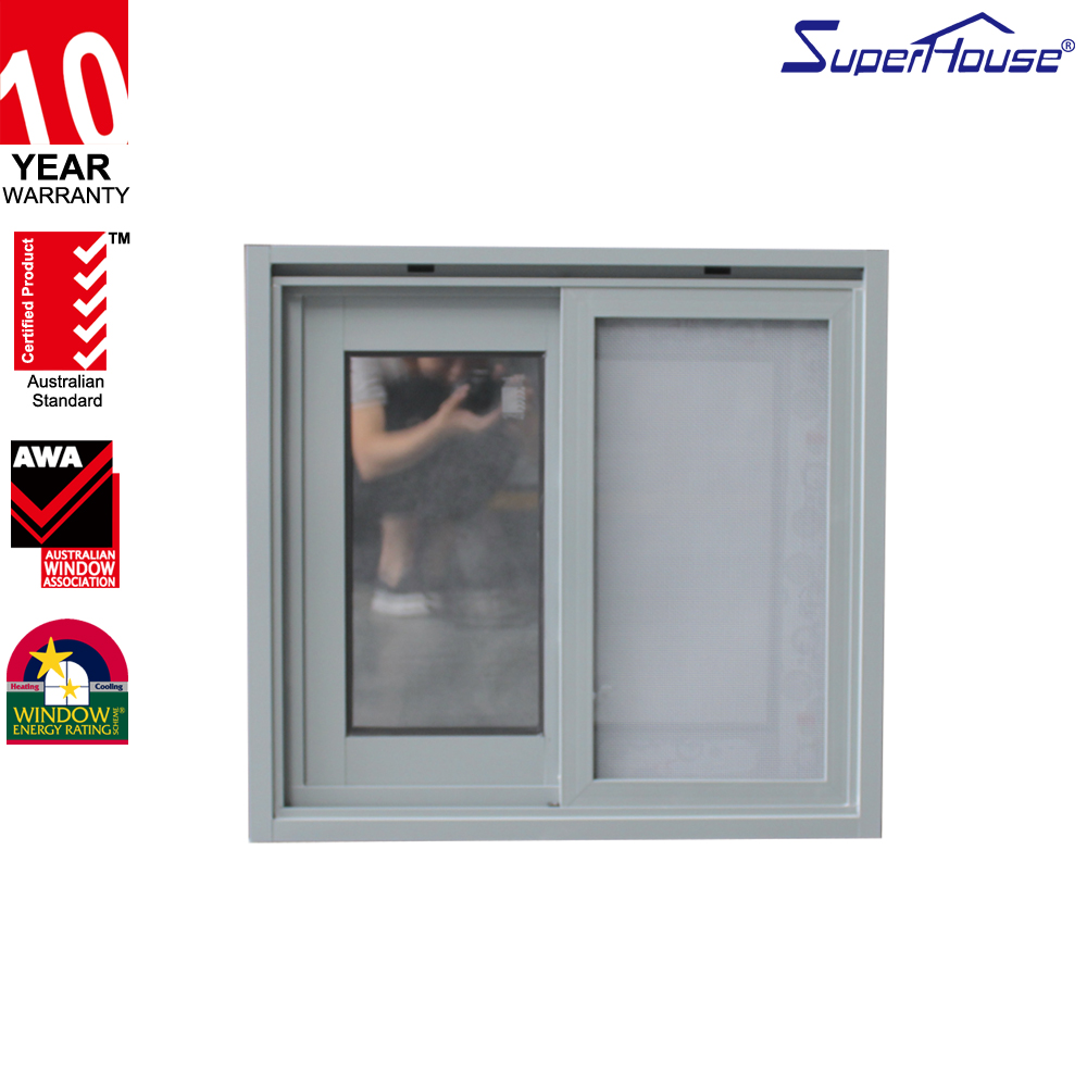 AS2047 Aluminum Sliding Window Custom Powder Coated Fiberglass Screen Multi Point Lock Anti Theft  for Bedroom Bathroom