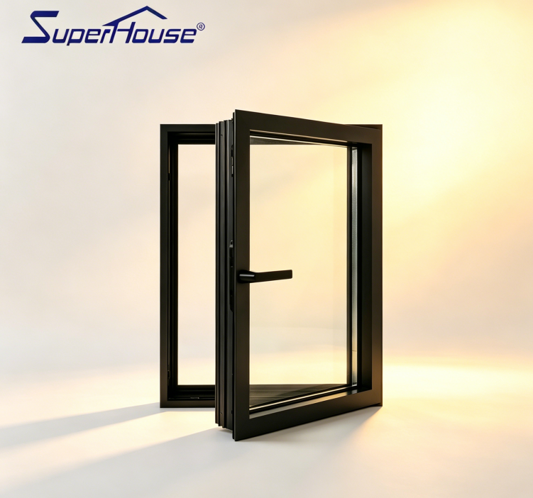 California Title24 Aluminum Thermal Break Casement Window Low-E Coating Multi Point Lock Energy Saving  for California Project