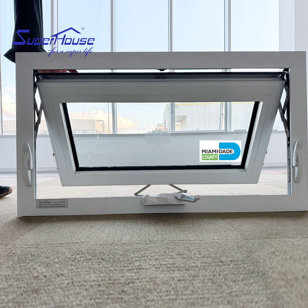 Commercial Aluminum Awning Window American Crank Window Double Glazed Glass Soundproof Rainproof Custom Color For Restaurant