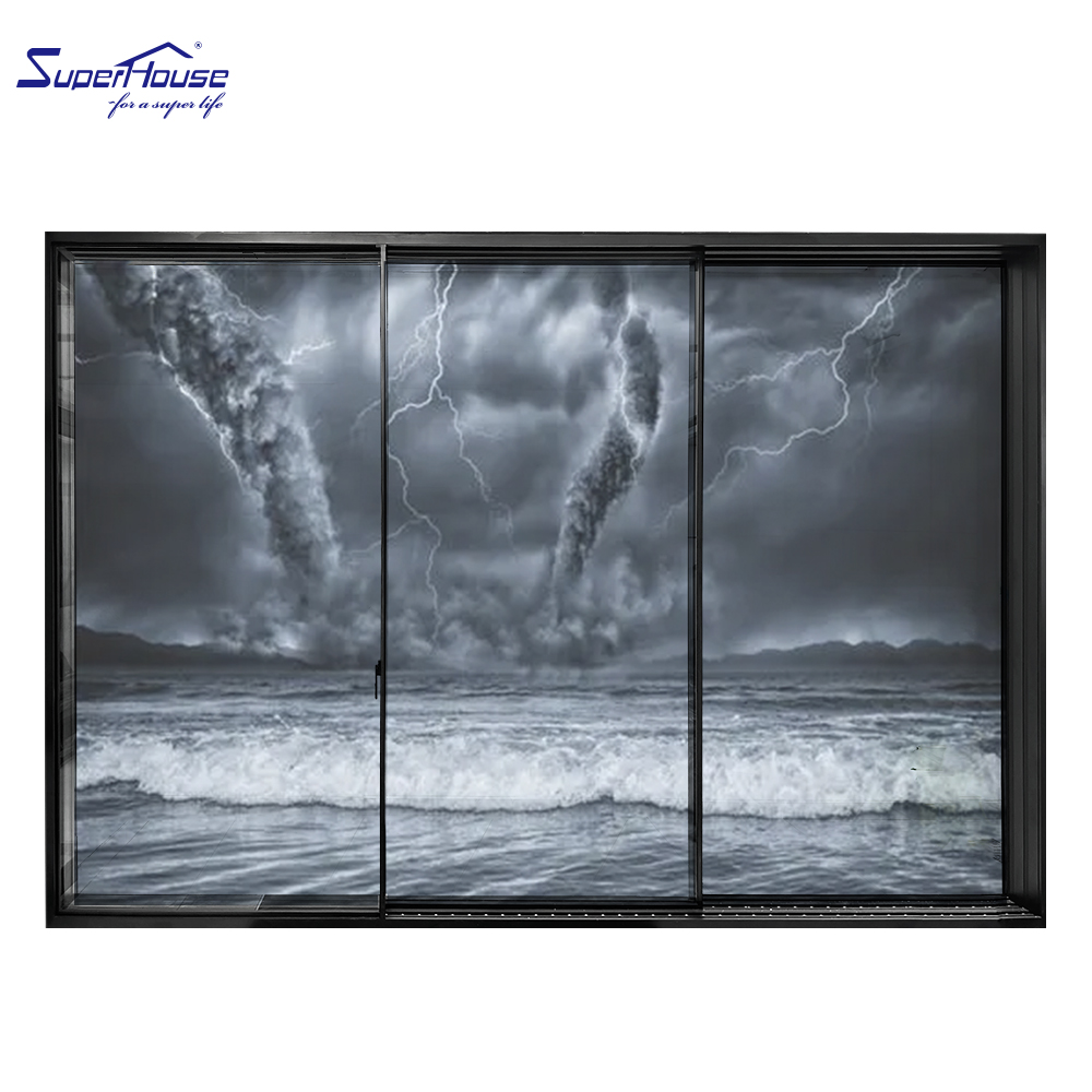 New Design Matte Black Frame Slim Aluminium Sliding Door System Soft Closing Narrow Frame Tempered Glass Sliding Door