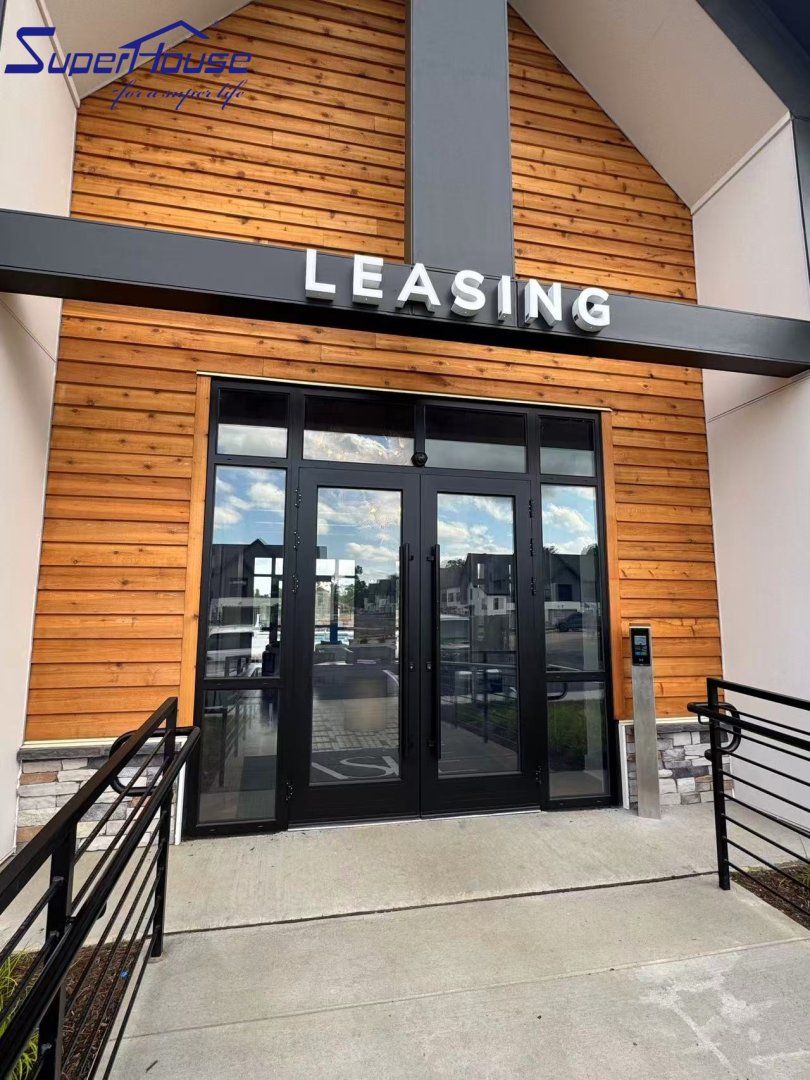 Aluminium Double Glazed Glass With Low-e Casement Window Door Usa French Front Entrance Door With Beauty Grills