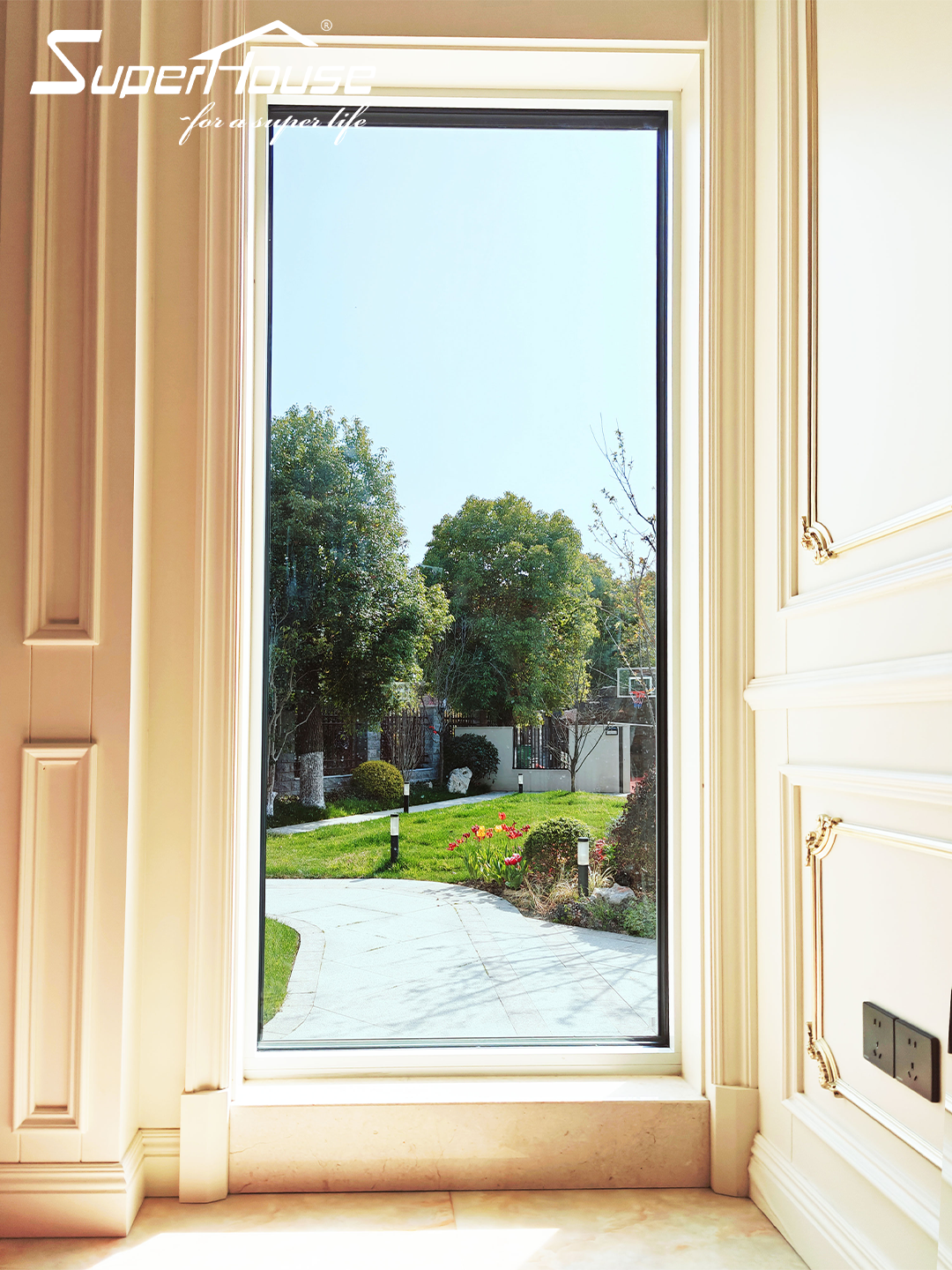 Modern Design Aluminum Alloy Security Glass Double Glazing Fixed Horizontal Hurricane Proof Picture Windows Stainless Steel