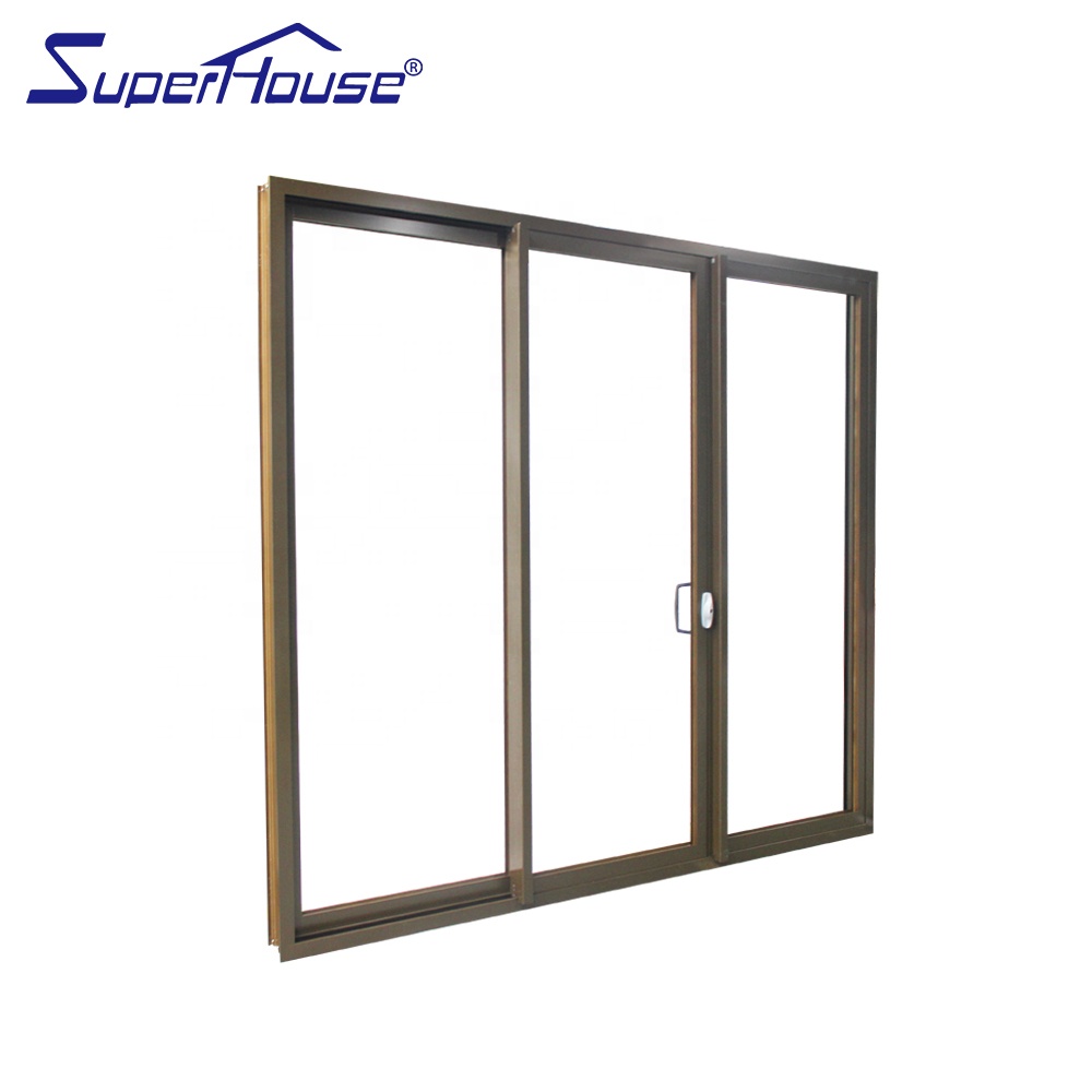 USA Standard Double Glazed Powder Coating Aluminium Door Sliding Door Stacker Door with Bronze Color