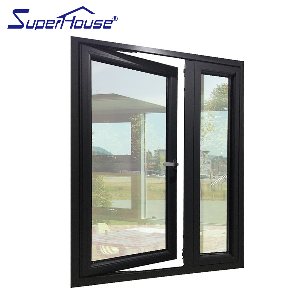Modern Custom Made Black Aluminum Casement Window With Mosquito Net Aluminum Black Windows