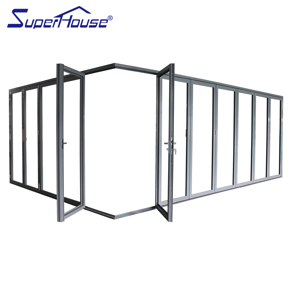Factory Exterior Soundproof Hurricane Proof Thermal Break Bi-fold Accordion Aluminum Glass Patio Bi Folding Doors