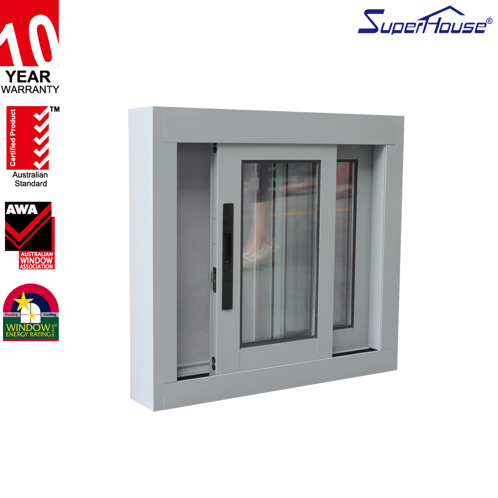 AS2047 Aluminum Sliding Window Custom Powder Coated Fiberglass Screen Multi Point Lock Anti Theft  for Bedroom Bathroom