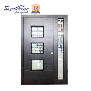 Modern Aluminum Alloy Security Entry Door for Villa Waterproof & Rustproof with Anti-Theft Lock & Fiberglass Screen Netting