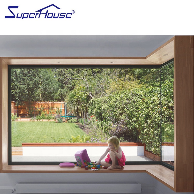 Commercial Office Slim Frame Aluminum Large Fixed Double Laminated Glass High Safety Windproof Waterproof for High Rise Building